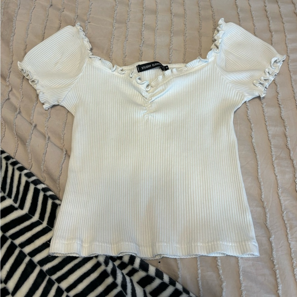 White off the shoulder crop top
